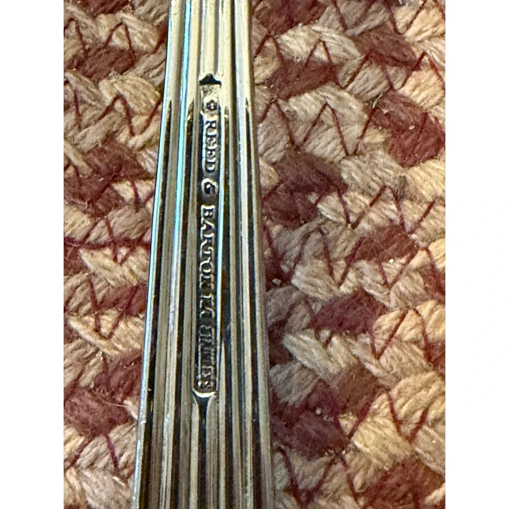 Reed & Barton Serving Set 3pc Silver Gold Accent Ladle Slotted Solid Spoon Korea